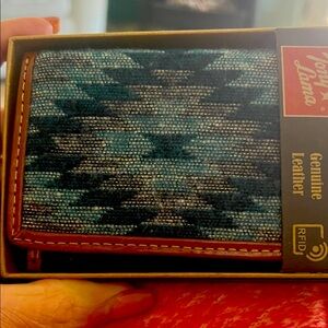 Blue and Brown Leather Wallet